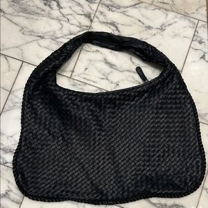 Shiraleah large  Black Woven Bag in fair condition, faux leather